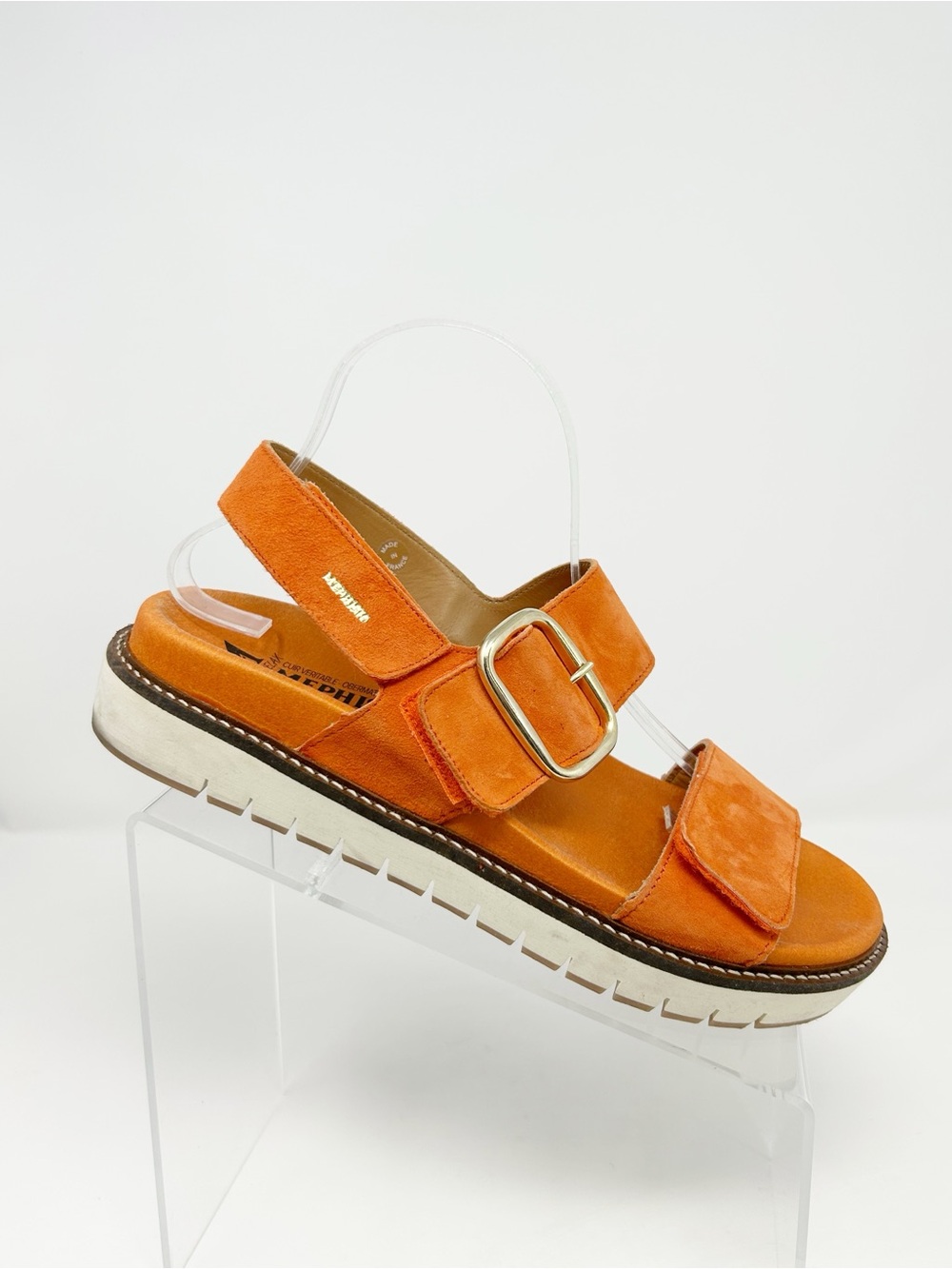 Mephisto Belona Platform Comfort Sandals Burnt Orange Buckle Strap Size 40